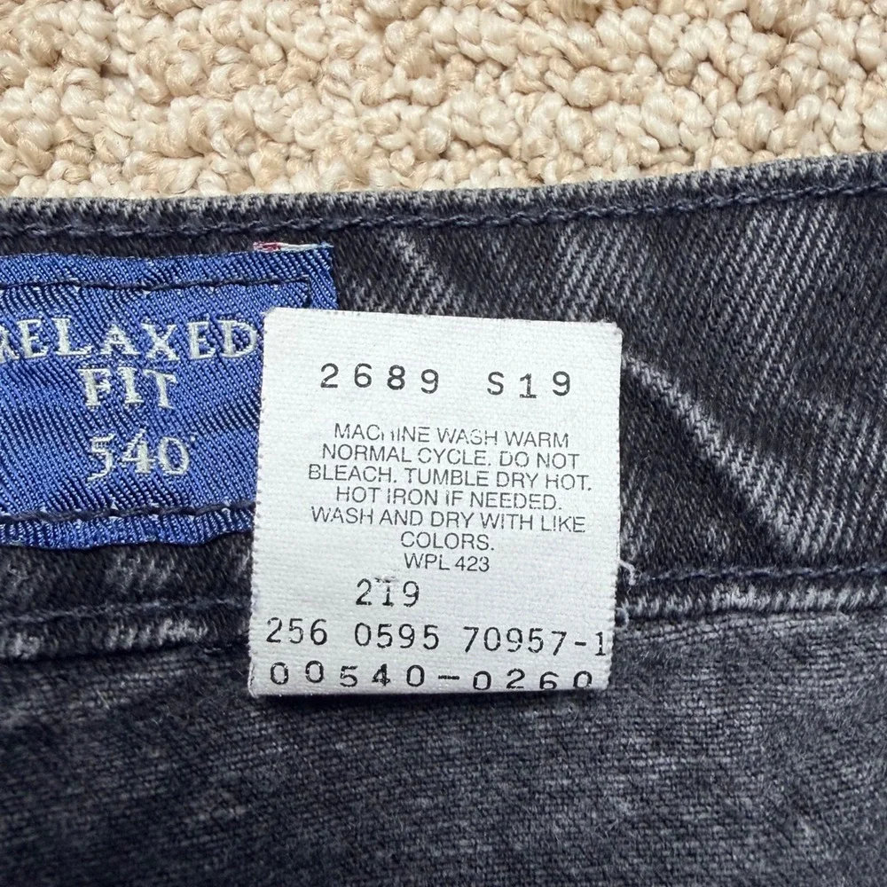 Vintage Levi 540 Relaxed Fit Jeans Mens 40x30 Faded Black Denim Orange Tab